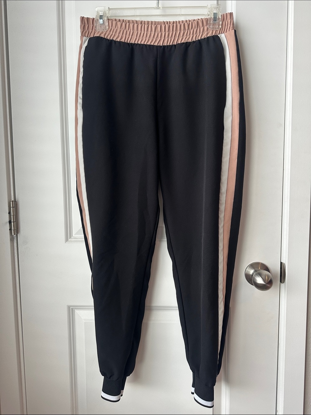 Zara Dark Navy Blue Joggers with Pink and White Side Stripes